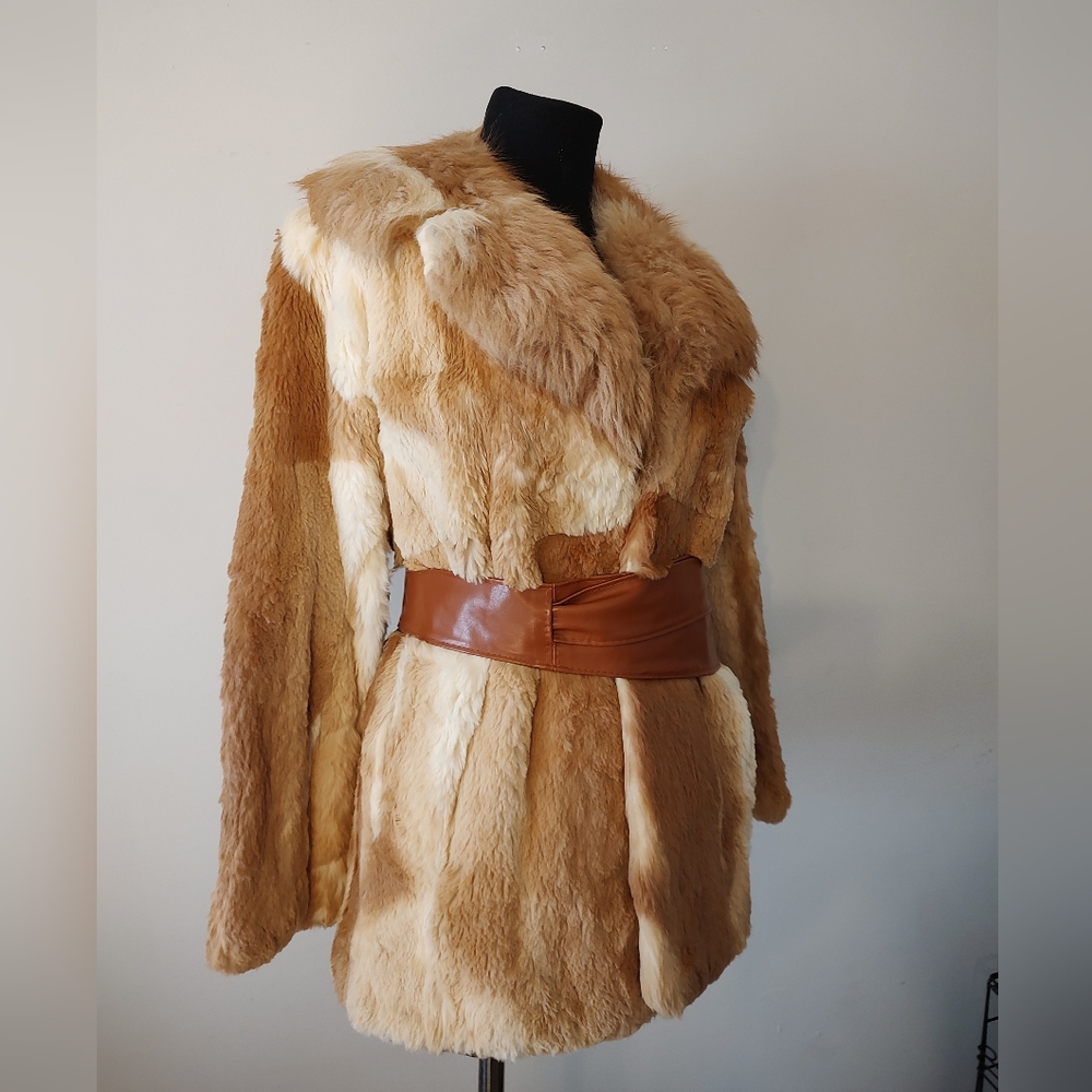 Vintage 70s style Rabbit fur coat